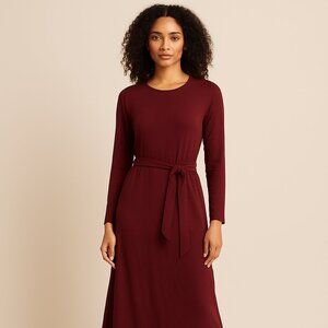 Smash + Tess Burgundy Long Sleeve Midi Dress | Size Small